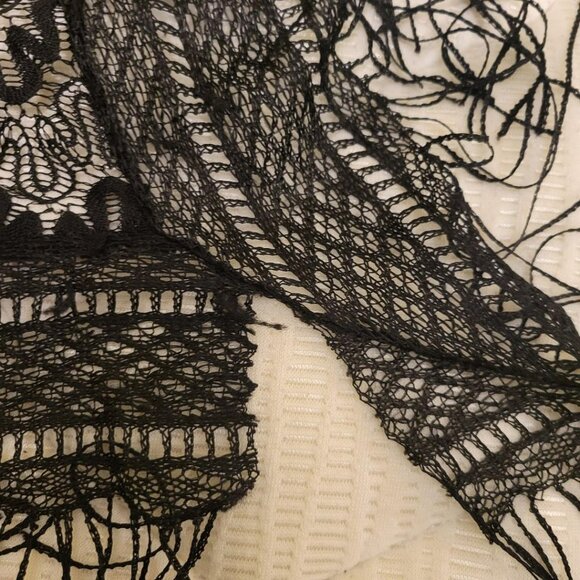 Black Fringe Shawl with sparkles 42x44, Sassy! - Picture 6 of 10